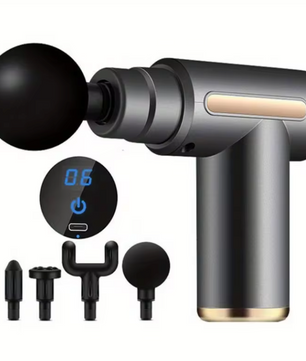 Massage Gun – Draagbare Percussie Massager met LED Display en 4 Opzetstukken