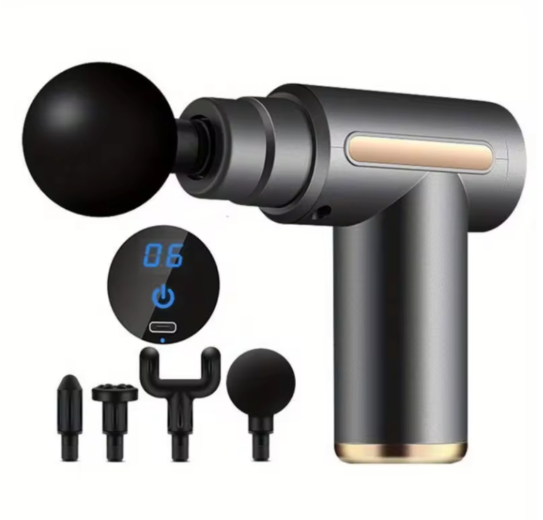 Massage Gun – Draagbare Percussie Massager met LED Display en 4 Opzetstukken