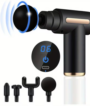 Massage Gun – Draagbare Percussie Massager met LED Display en 4 Opzetstukken