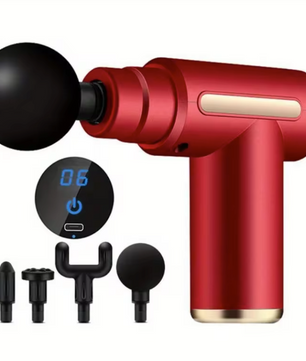 Massage Gun – Draagbare Percussie Massager met LED Display en 4 Opzetstukken