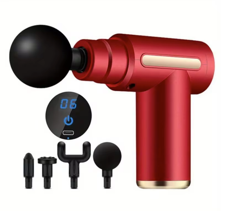 Massage Gun – Draagbare Percussie Massager met LED Display en 4 Opzetstukken