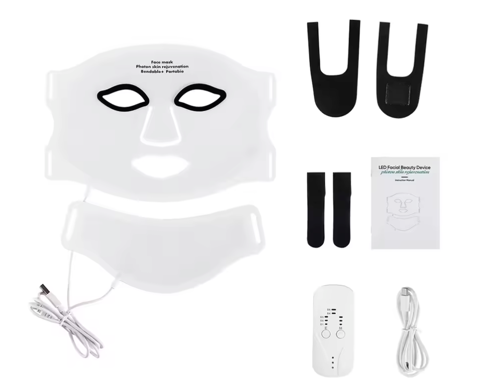 LED Gezichtsmasker met Nek – 7 Kleuren Lichttherapie Siliconen Masker