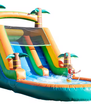 Opblaasbare Waterglijbaan met Zwembad – Groot PVC Springkussen met Blower