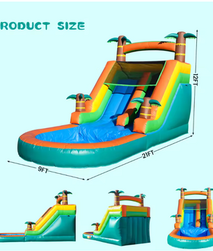 Opblaasbare Waterglijbaan met Zwembad – Groot PVC Springkussen met Blower