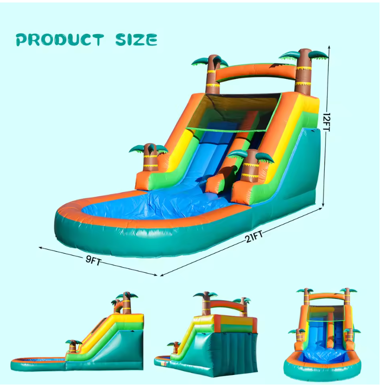 Opblaasbare Waterglijbaan met Zwembad – Groot PVC Springkussen met Blower