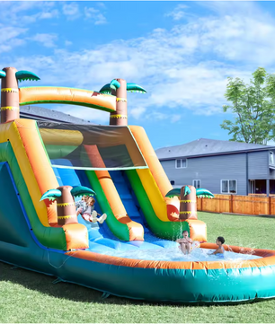 Opblaasbare Waterglijbaan met Zwembad – Groot PVC Springkussen met Blower