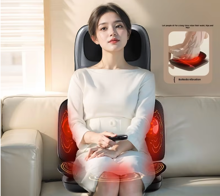 Massage Stoelkussen met Warmte – Vibratie Rug- en Zitmassager voor Stoel