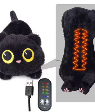 Verwarmde Kat Knuffel Kussen – USB Warmtekussen voor Rug, Nek en Schouders