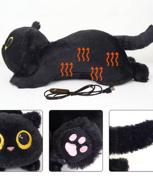 Verwarmde Kat Knuffel Kussen – USB Warmtekussen voor Rug, Nek en Schouders
