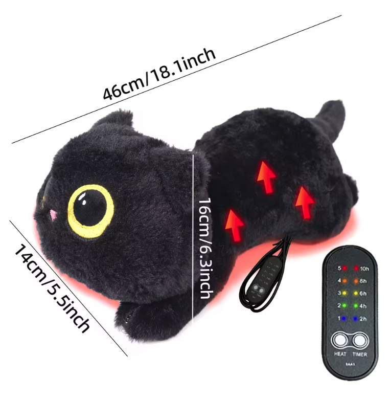 Verwarmde Kat Knuffel Kussen – USB Warmtekussen voor Rug, Nek en Schouders