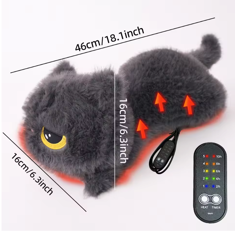 Verwarmde Kat Knuffel Kussen – USB Warmtekussen voor Rug, Nek en Schouders