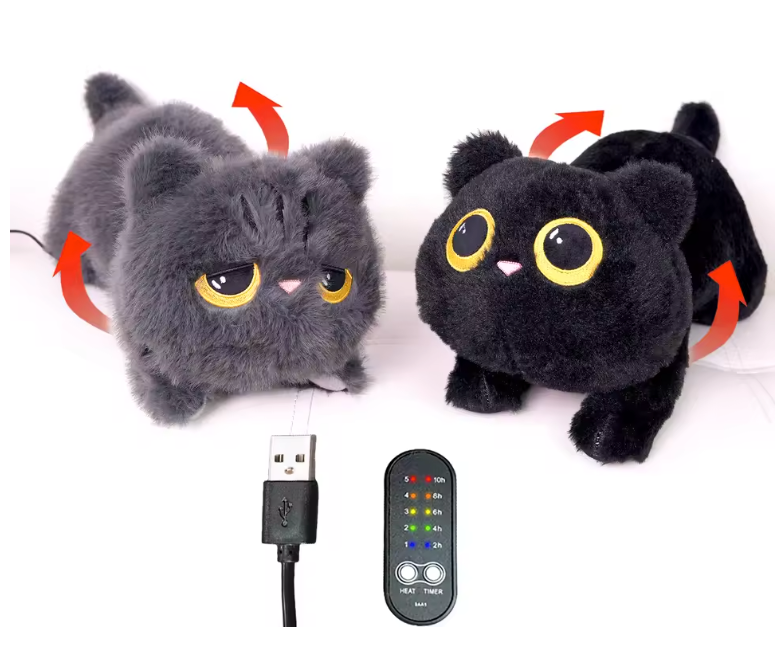 Verwarmde Kat Knuffel Kussen – USB Warmtekussen voor Rug, Nek en Schouders