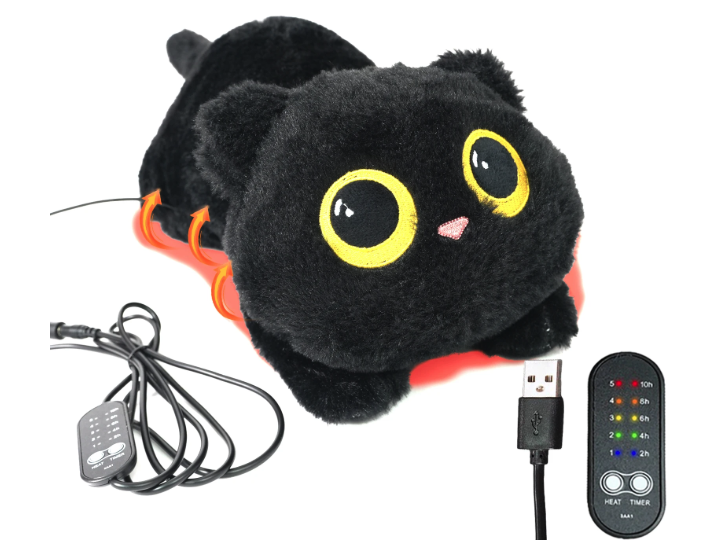 Verwarmde Kat Knuffel Kussen – USB Warmtekussen voor Rug, Nek en Schouders