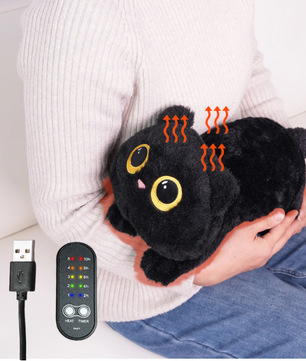 Verwarmde Kat Knuffel Kussen – USB Warmtekussen voor Rug, Nek en Schouders