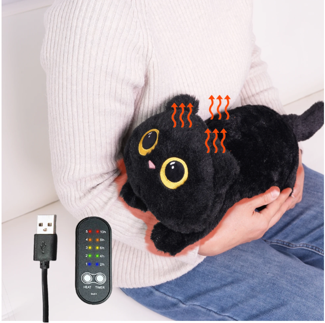 Verwarmde Kat Knuffel Kussen – USB Warmtekussen voor Rug, Nek en Schouders