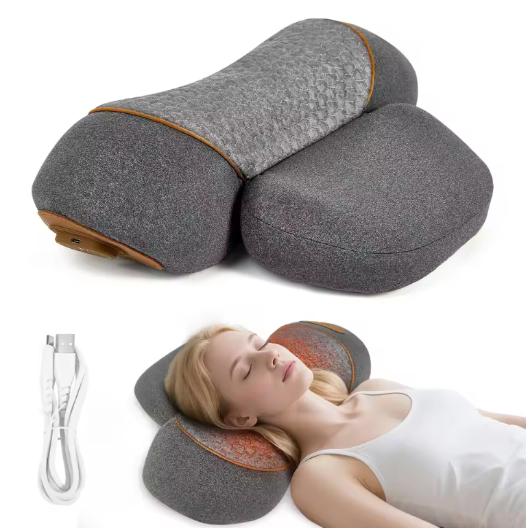 3-in-1 Nek Massager Kussen – Met Warmte en Tractie Functie