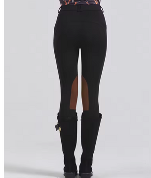 Half Leren Paardrijbroek met Antislip Grip – Unisex Paardensportbroek voor Alle Seizoenen