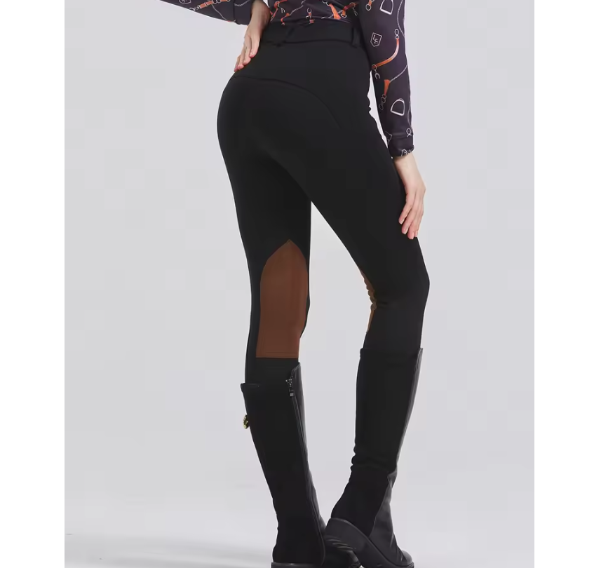 Half Leren Paardrijbroek met Antislip Grip – Unisex Paardensportbroek voor Alle Seizoenen