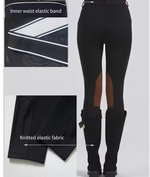Half Leren Paardrijbroek met Antislip Grip – Unisex Paardensportbroek voor Alle Seizoenen