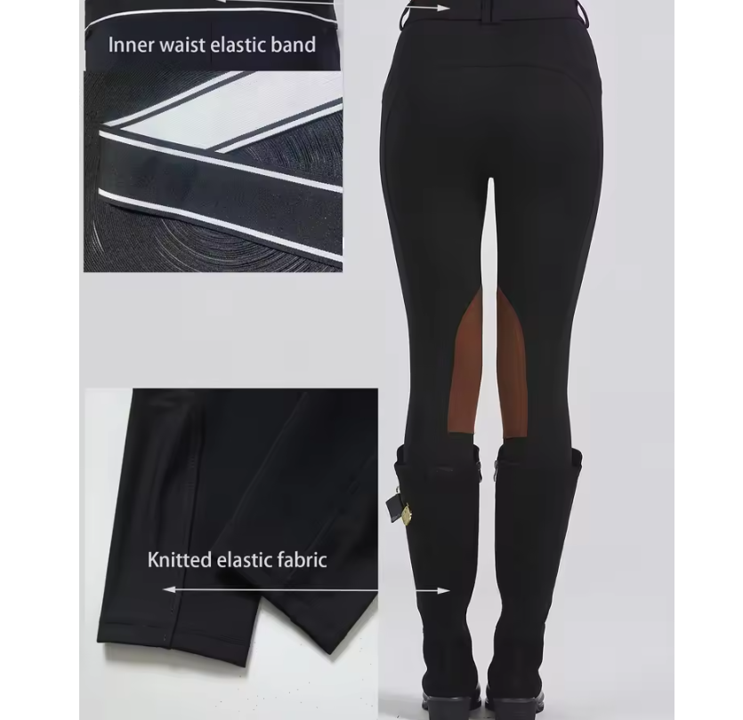 Half Leren Paardrijbroek met Antislip Grip – Unisex Paardensportbroek voor Alle Seizoenen