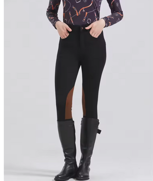 Half Leren Paardrijbroek met Antislip Grip – Unisex Paardensportbroek voor Alle Seizoenen