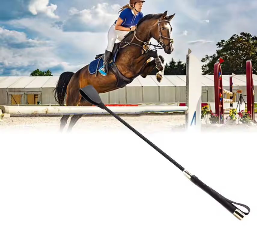 Paardrijzweep met Antislip Handvat – PU-Leren Rijzweep voor Paardensporttraining