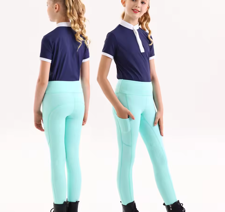 Kinderpaardrijbroek met Volledig Siliconen Zitvlak – Hoge Elasticiteit en Ademend Gebreid Materiaal