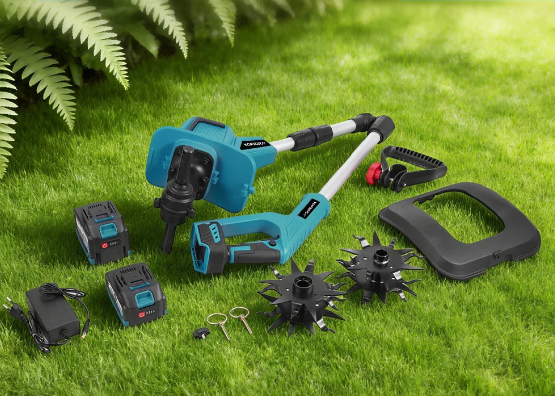 Draadloze Elektrische Tuinfrees Cultivator – Borstelloze Motor, 1500 W, Accu Tuinmachine