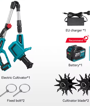 Draadloze Elektrische Tuinfrees Cultivator – Borstelloze Motor, 1500 W, Accu Tuinmachine