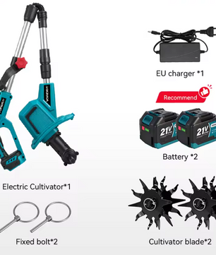 Draadloze Elektrische Tuinfrees Cultivator – Borstelloze Motor, 1500 W, Accu Tuinmachine