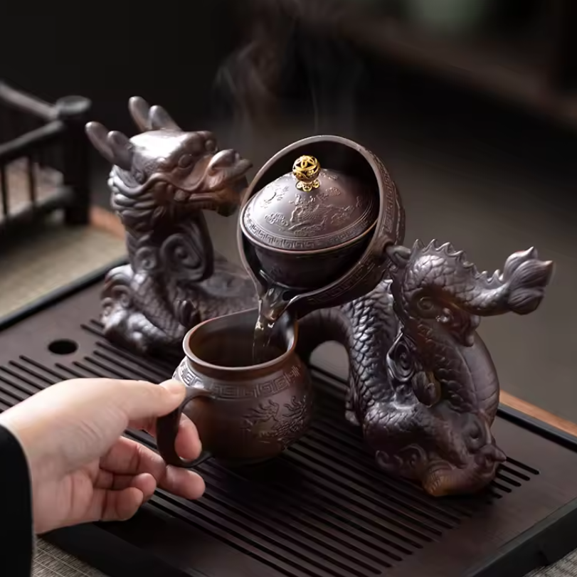 Chinese Kung Fu Thee Set – Semi-automatische Theepot met Magnetisch Schenksysteem, Creatief en Traditioneel Design