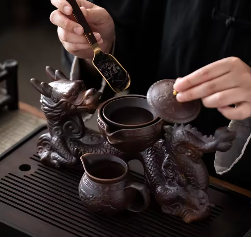 Chinese Kung Fu Thee Set – Semi-automatische Theepot met Magnetisch Schenksysteem, Creatief en Traditioneel Design