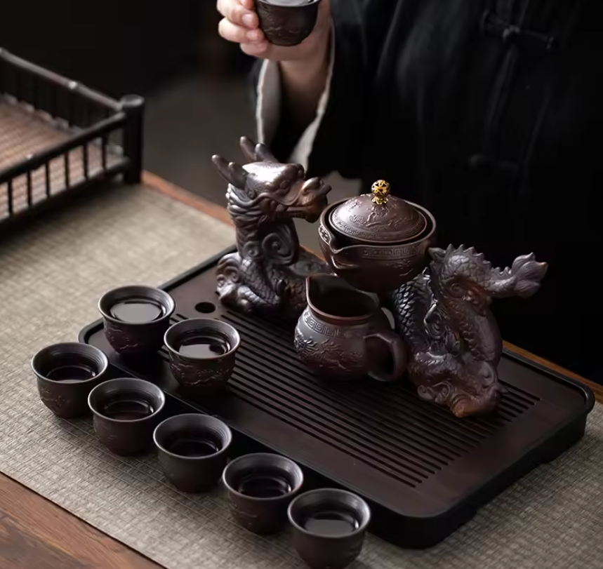 Chinese Kung Fu Thee Set – Semi-automatische Theepot met Magnetisch Schenksysteem, Creatief en Traditioneel Design