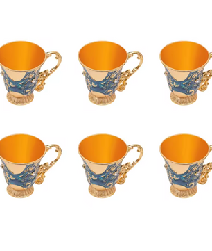 7-delige Luxe Theeset – Theepot met 6 Kopjes, Europees Design van Metaal, Stijlvol en Duurzaam