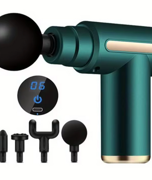 Massage Gun met LED Display – Draadloze Spiermassager met 4 Opzetstukken voor Deep Tissue