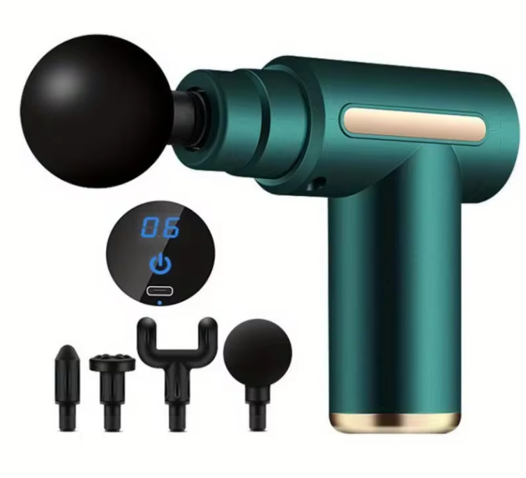 Massage Gun met LED Display – Draadloze Spiermassager met 4 Opzetstukken voor Deep Tissue