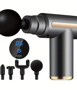 Massage Gun met LED Display – Draadloze Spiermassager met 4 Opzetstukken voor Deep Tissue