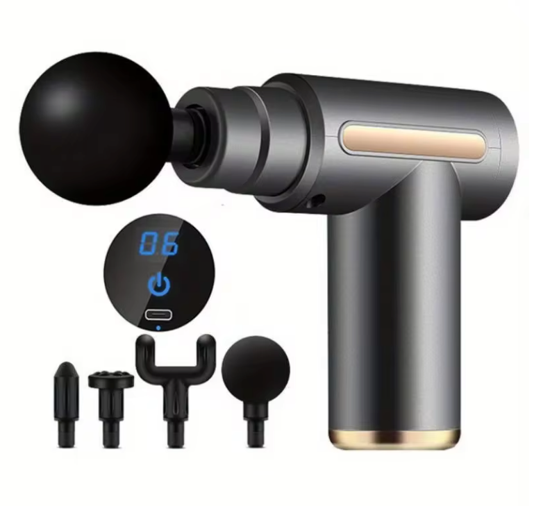 Massage Gun met LED Display – Draadloze Spiermassager met 4 Opzetstukken voor Deep Tissue