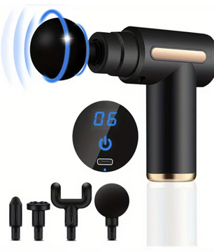 Massage Gun met LED Display – Draadloze Spiermassager met 4 Opzetstukken voor Deep Tissue