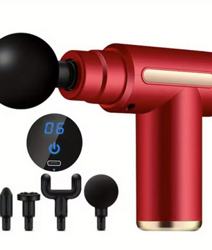 Massage Gun met LED Display – Draadloze Spiermassager met 4 Opzetstukken voor Deep Tissue