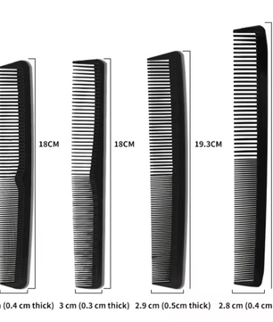 4-delige Carbon Kammen Set – Professionele Haar Kammen voor Styling en Hoofdmassage