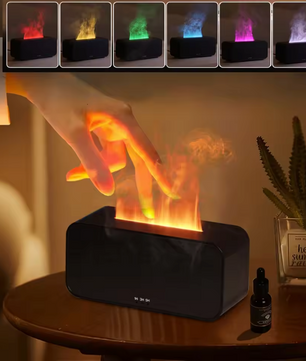 Flame Aroma Diffuser en Luchtbevochtiger – Mini LED Vlam Effect met Essentiële Oliën en Timer