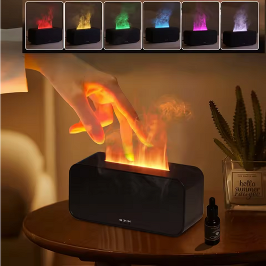 Flame Aroma Diffuser en Luchtbevochtiger – Mini LED Vlam Effect met Essentiële Oliën en Timer