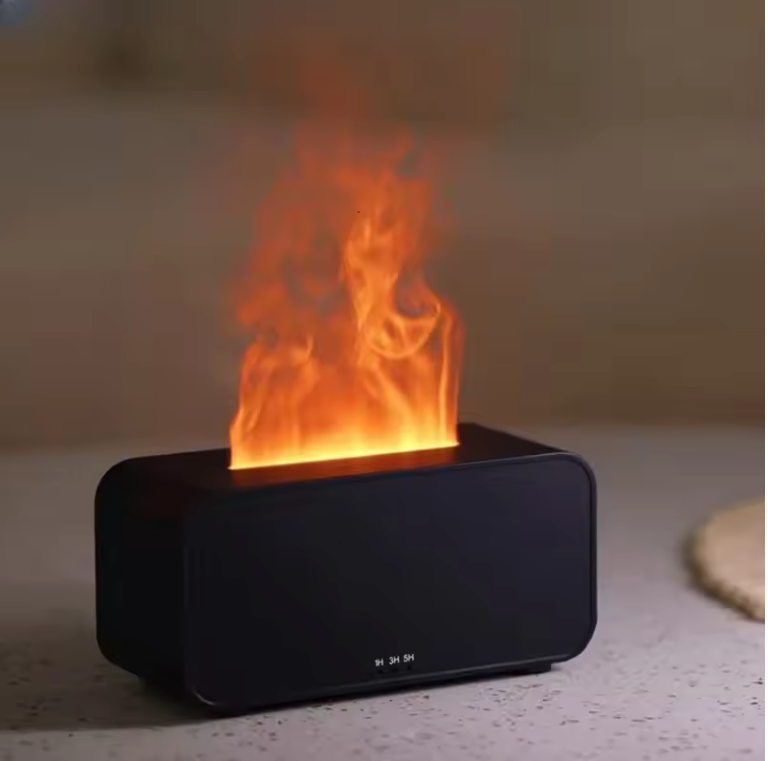 Flame Aroma Diffuser en Luchtbevochtiger – Mini LED Vlam Effect met Essentiële Oliën en Timer