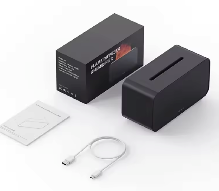 Flame Aroma Diffuser en Luchtbevochtiger – Mini LED Vlam Effect met Essentiële Oliën en Timer
