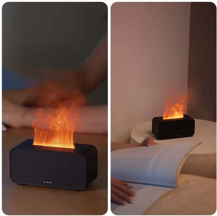 Flame Aroma Diffuser en Luchtbevochtiger – Mini LED Vlam Effect met Essentiële Oliën en Timer