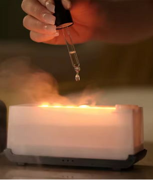 Flame Aroma Diffuser en Luchtbevochtiger – Mini LED Vlam Effect met Essentiële Oliën en Timer