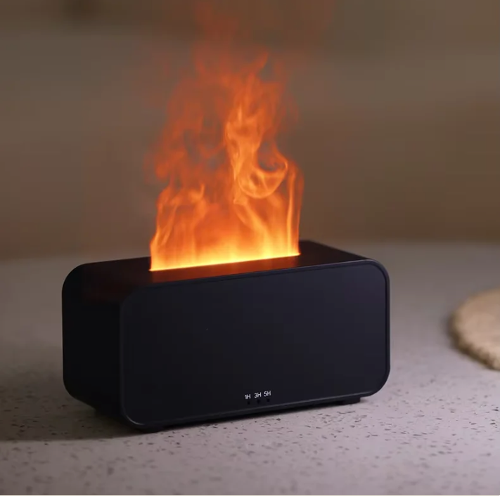 Flame Aroma Diffuser en Luchtbevochtiger – Mini LED Vlam Effect met Essentiële Oliën en Timer