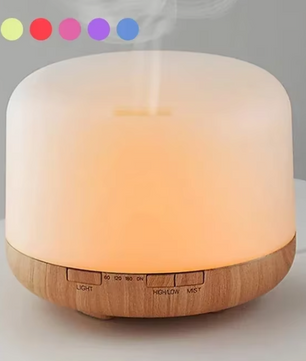 Mini Aroma Diffuser met Houtlook – USB Luchtbevochtiger 500ml met LED Sfeerverlichting
