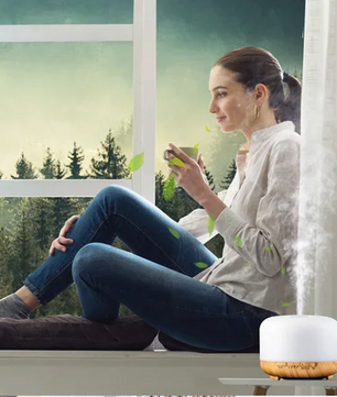 Mini Aroma Diffuser met Houtlook – USB Luchtbevochtiger 500ml met LED Sfeerverlichting